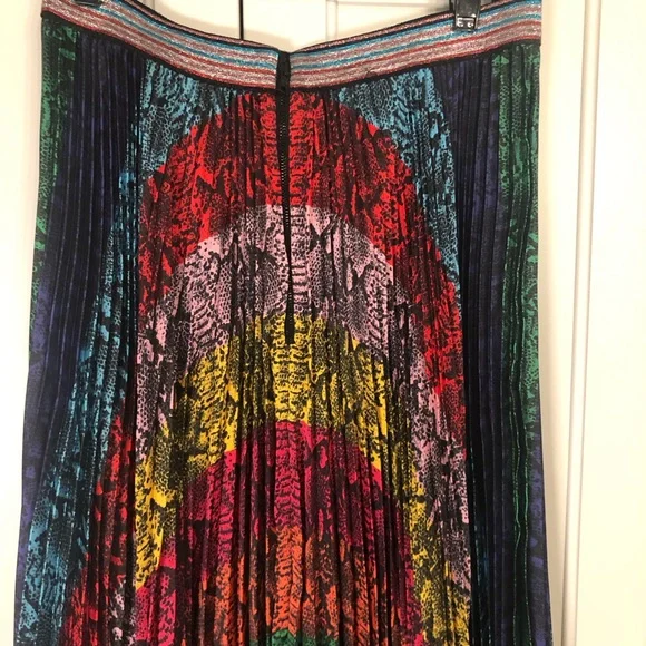 Alice + Olivia Multicolor Pleated A-Line Skirt - Picture 4 of 7